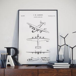 B-24 Bomber 1941 Patent Print, Airplane Wall Decor, Aviation Prints, Garage Decor, Garage Art, Teen Room Decor, Teen Wall Art, PH486 #m