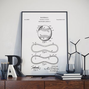 Patent Print, Baseball Patent Wall Art Poster Print, patent poster, patent art, patent prints, patent print, PH6 #m