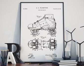 Roller Skates Roller Derby Gifts Roller Skate Pop Art Patent Digital Download