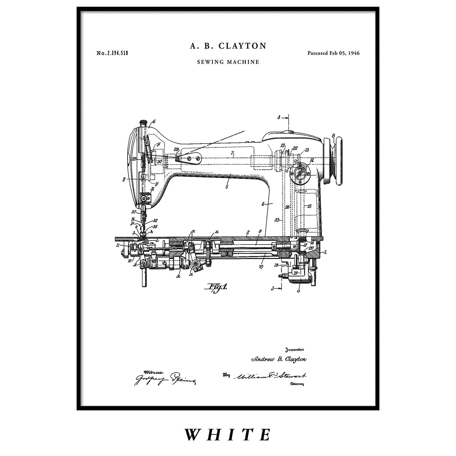Sewing Machine Patent Print sewing art sewing print patent Etsy