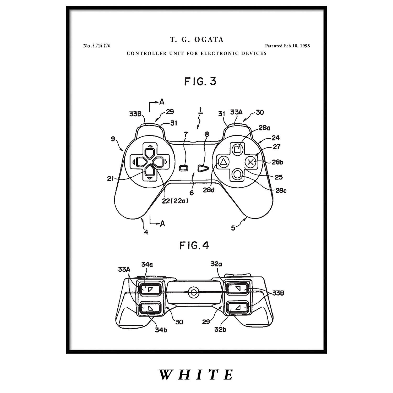 Gaming Controller Blueprint Art Patent Prints Poster Gamer Etsy