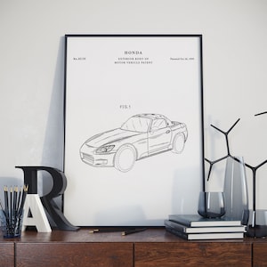 Honda S2000 Art Print,  Patent, Honda S2000 Vintage Art,  Blueprint,  Poster, office decor, Wall Art, Decor, best patent prints, PH82 #m