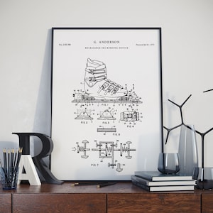 Ski Binding Device Patent Prints, Ski Shoes Blueprint Art, Poster Print, Skier Gifts, Mountain Games Decor, Skiing Poster, PH599 #m