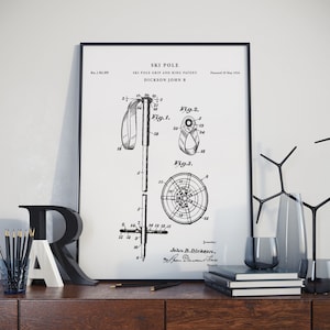 Patent Art, Ski Pole Grip And Ring Patent Wall Art Print Poster, vintage patent, patent art print, patent poster, PH138 #m