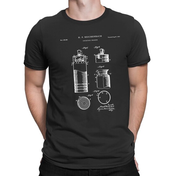 Cocktail Shaker Patent T Shirt Drinking Shirt Bartender | Etsy