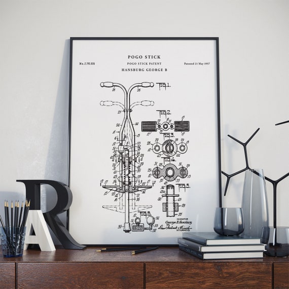 Patent Art Pogo Stick Patent Wall Art Print Poster Patent Etsy