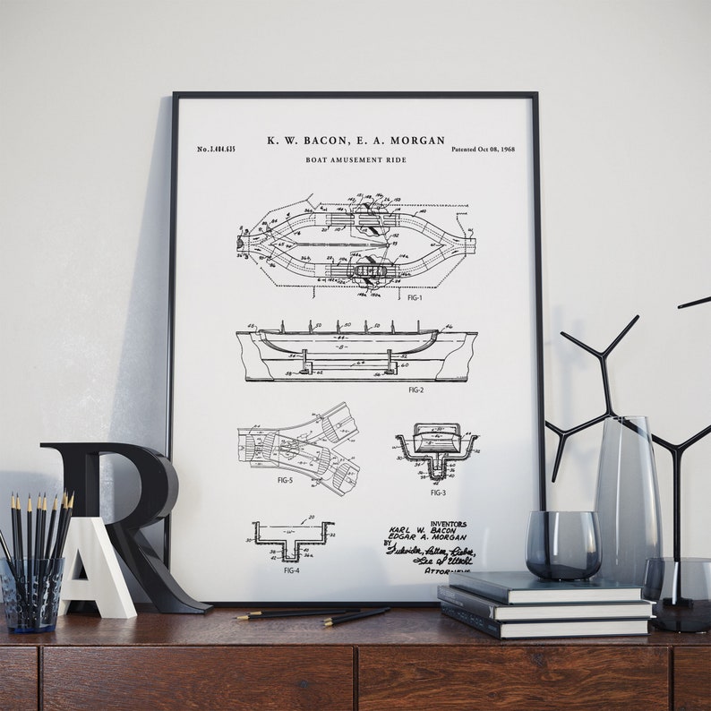 PH586 #m Disneyland Decor Disney Prints Poster Magic Kingdom Dark Water Ride Blueprint Its a Small World Amusement Ride Poster Print