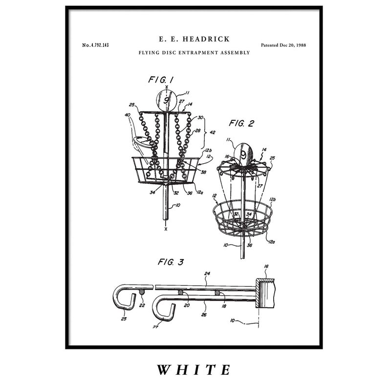 Disc Golf Poster Disc Golf Basket Patent Print Frisbee Etsy