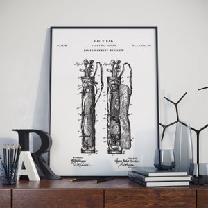 Patent Print, Golf Caddy Bag Patent Wall Art Poster Print, patent print, blueprint art prints, patent pictures, etsy patent prints, PH68 #m