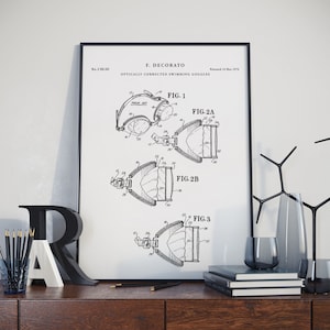 Swimming Goggles Poster, Swimming Wall Art, Swimming Gifts, Wall Prints, Patent Poster Print, Poster Vintage, swimming art prints, PH348 #m