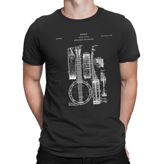 Classic Vintage Patent Print 1882 Banjo T-Shirt Classic Vintage Patent Print 1882 Banjo T-Shirt