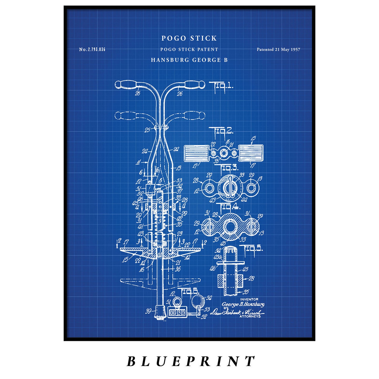 Patent Art Pogo Stick Patent Wall Art Print Poster Patent Etsy