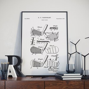 Golf Club Faces 1931 Patent Poster, Vintage Golf, Golf Gift, Sports Wall Decor, Gifts for Dad, Office Wall Decor, Golf Gifts, PH263 #m