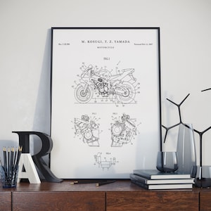 Yamaha Motorcycle Patent Print, Poster Racing bike Racer Gifts, Yamaha, Motorbike Blueprint Art, Man Cave Decor, Patent posters, PH766 #m