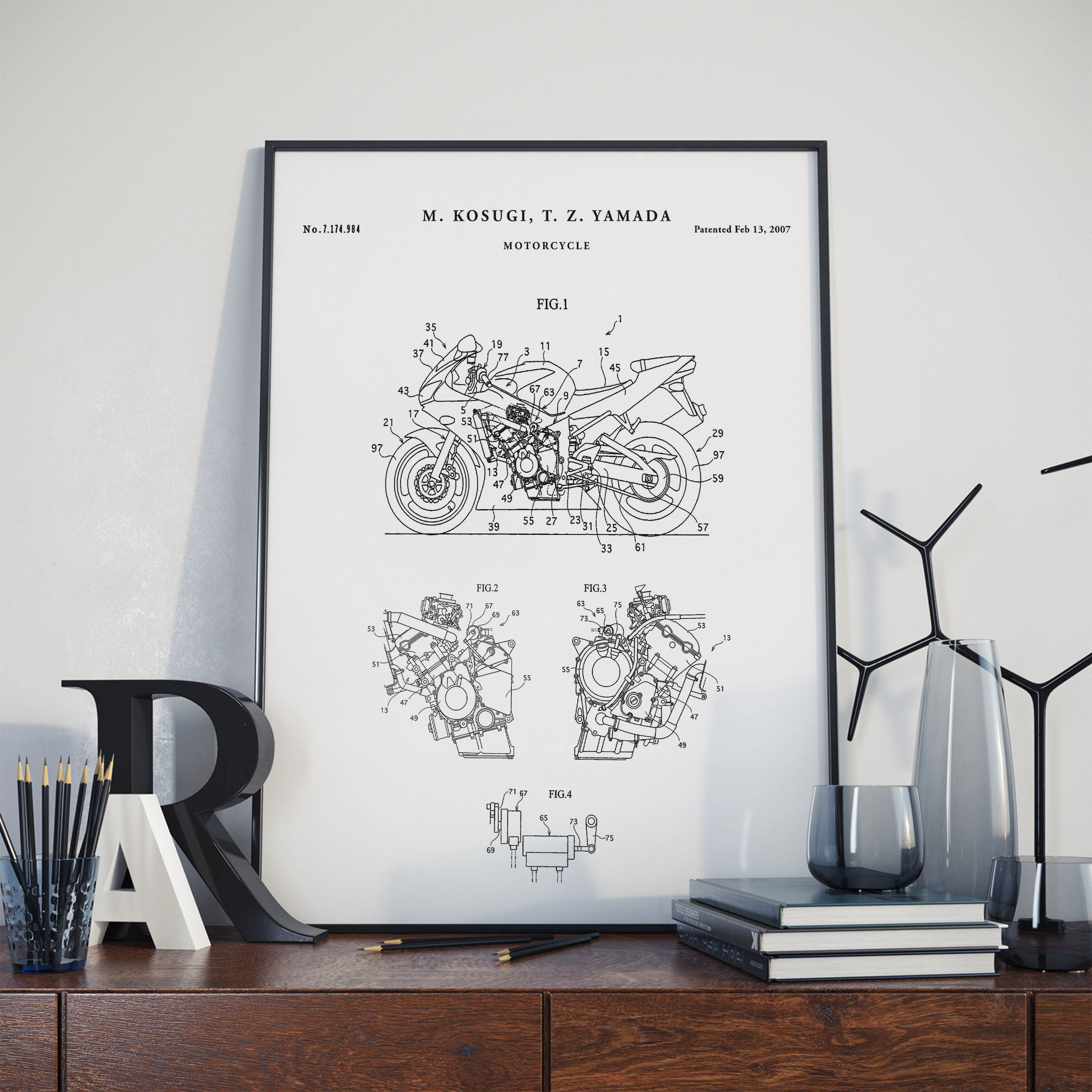 Motorrad PatentDruck | Poster Racing Bike | Motorrad Racer Geschenke