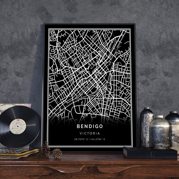 Prints Giclée Poster Of Maps Victoria Gift Minimalistic Artwork Bendigo