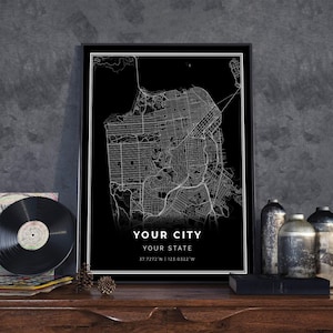 Custom City Map Print | Personalized Street Map Poster for Home Decor & Unique Gift Any Location