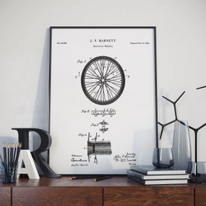 Bicycle Wheel Patent Print, Bicycle Poster Poster Print, Bicycle, Blueprint Art, Bike Wheel Illustration, Steampunk, Patent Prints, PH764 #m