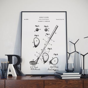 Patent Art, Golf Club Patent Wall Art Print Poster, patent art, patent prints, patent print, blueprint art prints, PH70 #m