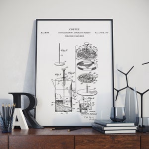 Patent Art, Coffee Brewing Apparatus Patent Wall Art Print, patent document, patent collection, patent blueprint, PH32 #m