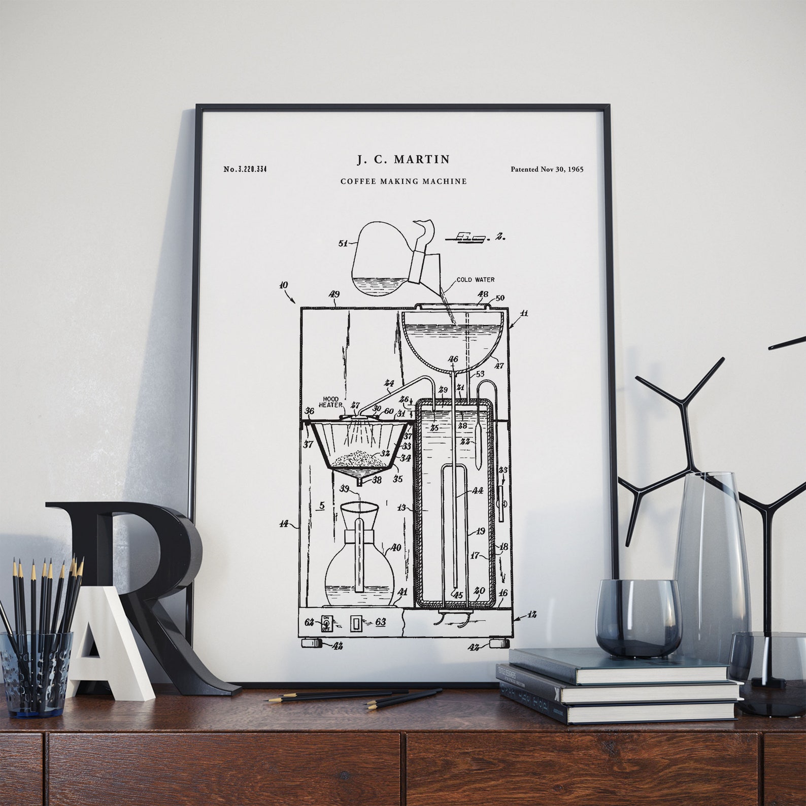 Coffee Machine Blueprint Art Poster Print Coffee Patent Etsy