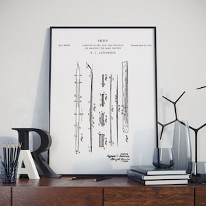 Patent Print, Laminated Ski Patent Wall Art Poster, frame a patent, patent wall art, office decor, vintage patent, PH141 #m