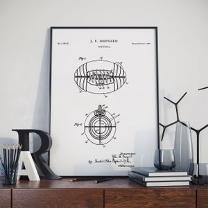 American Football Ball Patent Print, Wall Art Poster Print, Game Ball Poster, Football Gifts, Nursery Decor, Ball Blueprint Art, PH620 #m