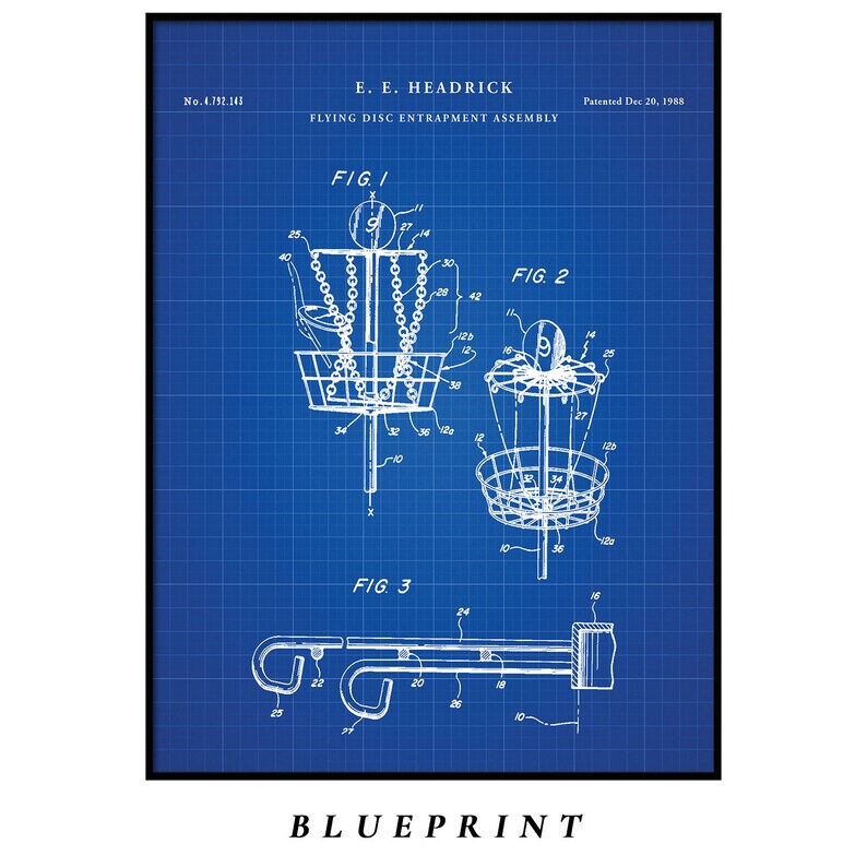 Disc Golf Poster Disc Golf Basket Patent Print Frisbee Etsy