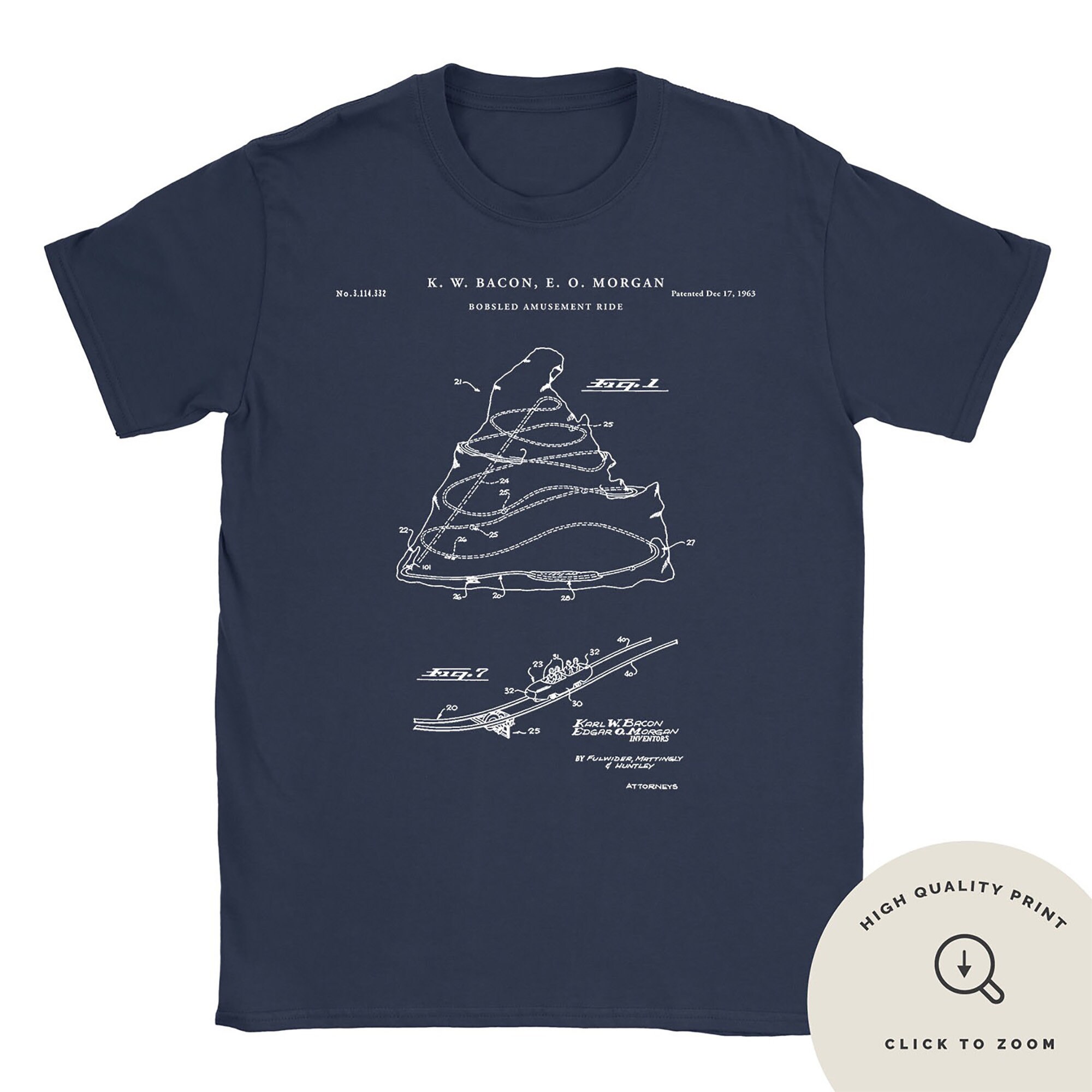 Roller Coaster Patent Print Shirt, Theme Park Apparel, PT691 - Etsy