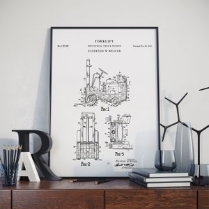 Patent Art, Forklift Patent Wall Art Print, wall art patent, art partent, patent drawing print, buy patent prints, PH62 #m