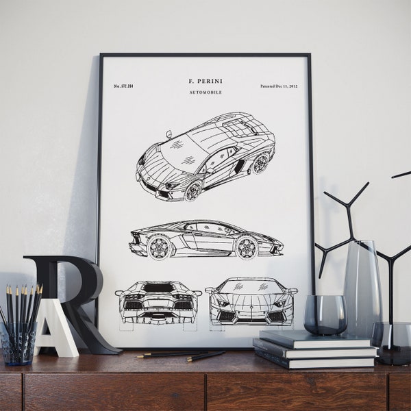 Lamborghini Patent Print, Lamborghini Patent Art Print, Lamborghini Patent Poster, LAMBO, Car, Auto, Automobile, LAMBO poster, PH280 #m