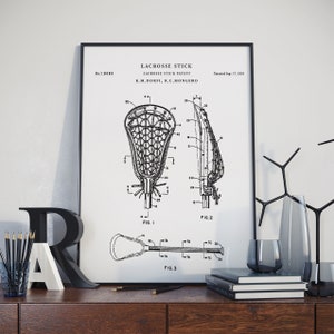 Patent Print, Lacrosse Racquet Patent Wall Art Poster Print, patent wall decor, art print patent, patent reproduction, PH89 #m