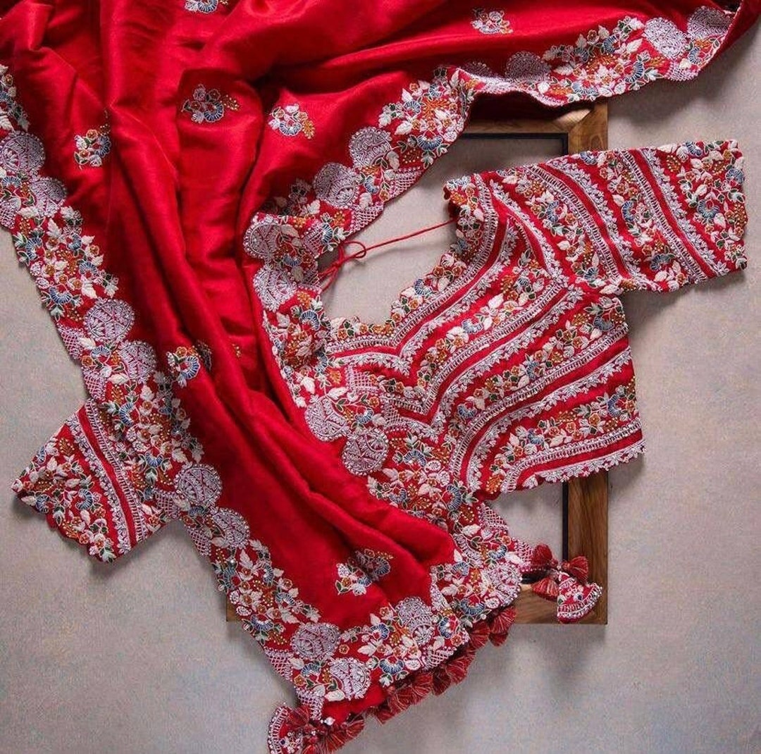 Red Color Rangoli Silk With Heavy Secquence and Cording Embrodary Work ...