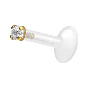 piercinginspiration® PTFE titanium crystal labret round piercing barbell image 7