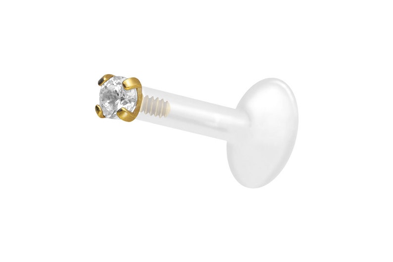 piercinginspiration® PTFE titanium crystal labret round piercing barbell image 7