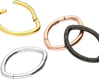 piercinginspiration® Septum Daith Clicker Ring Piercing Anneau segment ovale