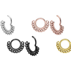 piercinginspiration® curb chain clicker ring full piercing twisted segment ring