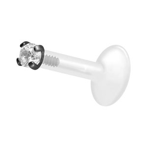 piercinginspiration® PTFE titanium crystal labret round piercing barbell image 6