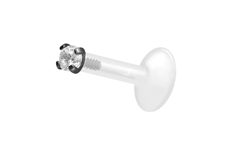 piercinginspiration® PTFE titanium crystal labret round piercing barbell image 6