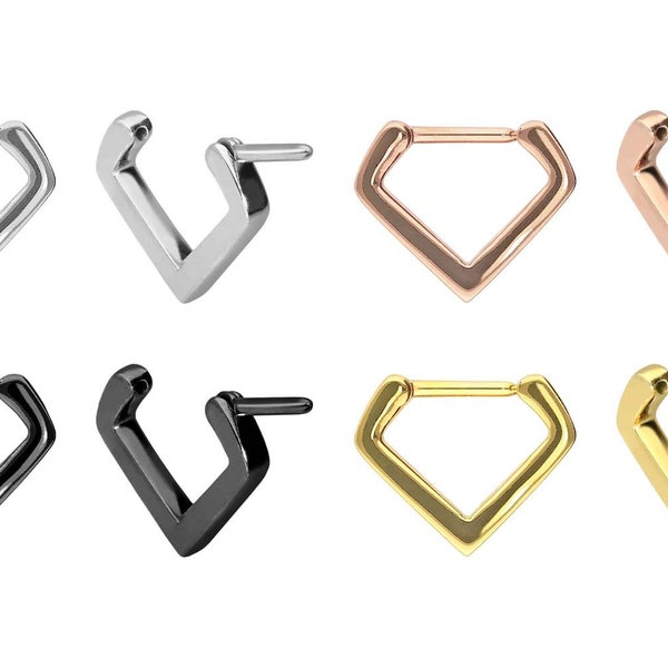 piercinginspiration® Septum Daith Clicker Ring Piercing Pointed Segment Ring V-Shape