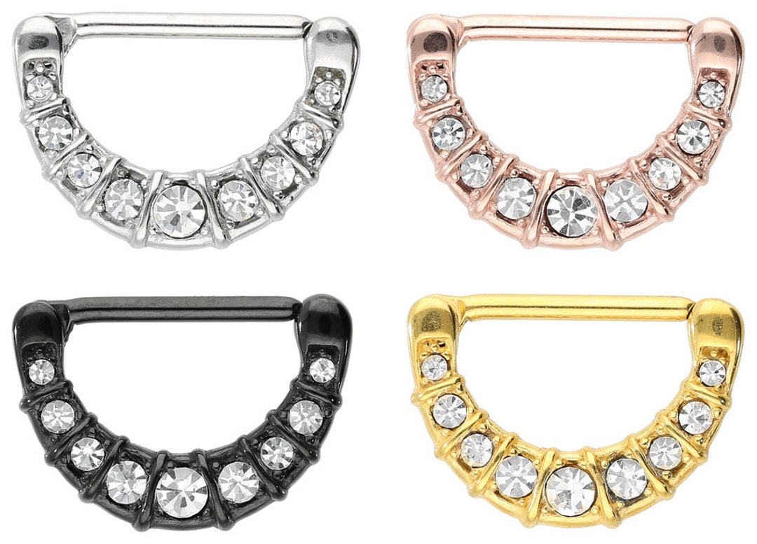 Piercinginspiration® 9 Embedded Crystals Nipple Clicker Piercing Etsy