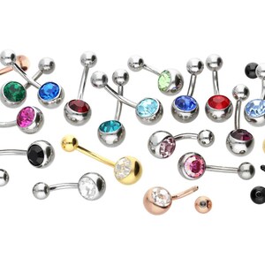 piercinginspiration® titanium crystal belly button piercing barbell