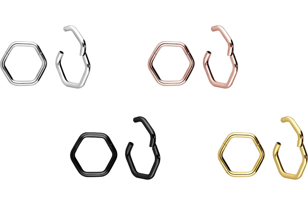 Piercing Corner Piercinginspiration® Titanium 6 Corner Hexagon Clicker Ring Piercing ...