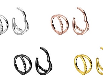 piercinginspiration® Double twisted ring clicker piercing segment ring stacked in several rows 2 rings