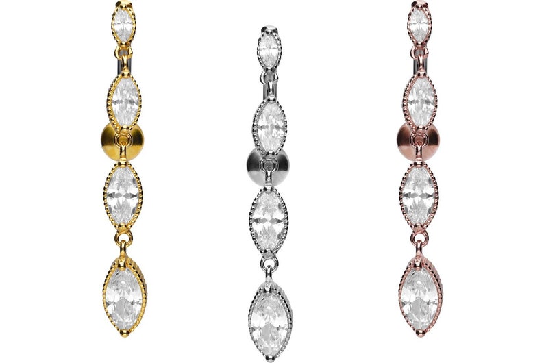 piercing inspiration\u00ae titanium crystal belly button piercing 925 sterling silver chain barbell