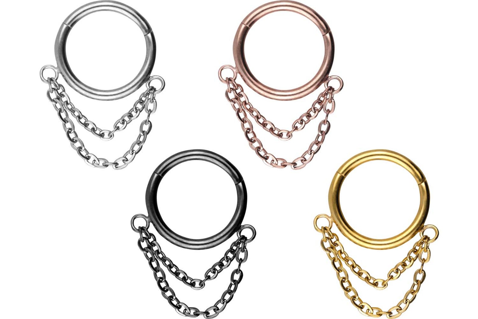 Piercinginspiration® Clicker Ring 2 Chains Piercing Segment Etsy