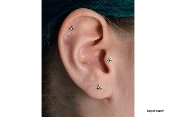 Piercinginspiration® Flower Ear Piercing Stud Barbell 3 Balls - Etsy