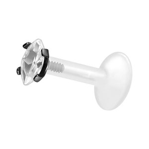 piercinginspiration® Titanium PTFE Crystal Labret Oval Drop Piercing Barbell image 7