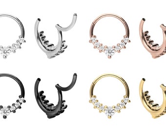 piercinginspiration® 7 Kristalle Clicker Ring Piercing Segmentring