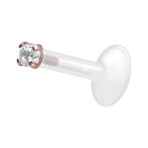 piercinginspiration® PTFE titanium crystal labret round piercing barbell image 5